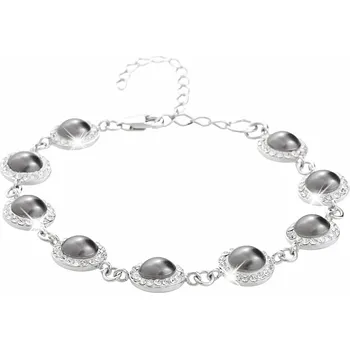 Náramek JSB bijoux s.r.o. Stříbrný náramek perlová mugle Swarovski s obtahem Grey (Stříbro 925/1000)