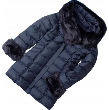 Zimní bunda s kožíškem, tmavě kabátek velmi teplá 152
