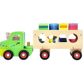 Dřevěný nákladní automobil Prasátko Peppa (nákladní automobil s tvary)