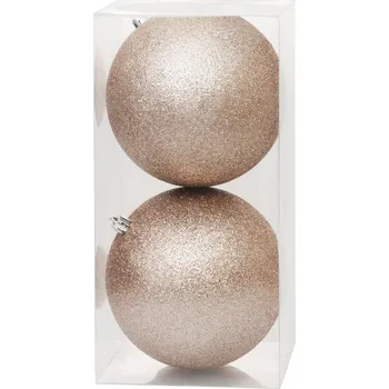 Vánoční ozdoba MagicHome Vianoce Koule MagicHome Vánoce, 2 ks, šampaň, na vánoční stromeček, 12 cm