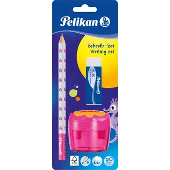 Grafitová tužka PELIKAN Sada trojhranná Jumbo tužka + ořezávátko + guma