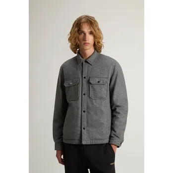 Pánská casual bunda BUNDA WOOLRICH WOOL CHECK ALASKAN SHIRT JACKET HERRINGBONE GREY