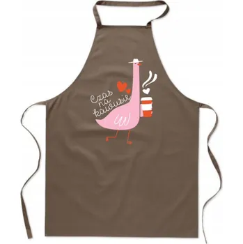 Kuchyňská zástěra ZÁSTĚRA S VTIPNÝM S POTISKEM kuchyňská ČAS NA KÁVIČKU káva HUSA dámská