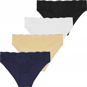 Kalhotky Kalhotky Dámské Bikini Bavlněné Kalhotky Krajka s Květiny Módní 4balení MORAJ XXL