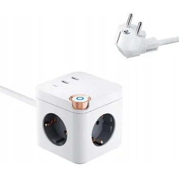 Elektrická zásuvka Multifunkční zásuvka se 3 USB porty, 1,5 m