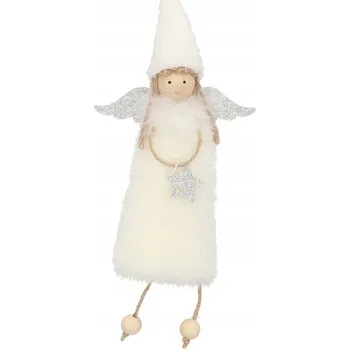 Vánoční dekorace Ozdoba PLYS anděl bílý 26 cm HOMLA