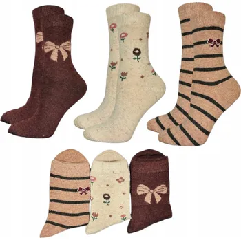 Dámské ponožky 3x DÁMSKÉ PONOŽKY teplé angorské vlněné zimní termo dlouhé ponožky