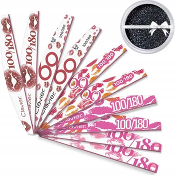 Pilník na nehty Clavier lodička 100/180 Kiss sada 10 ks + DÁREK