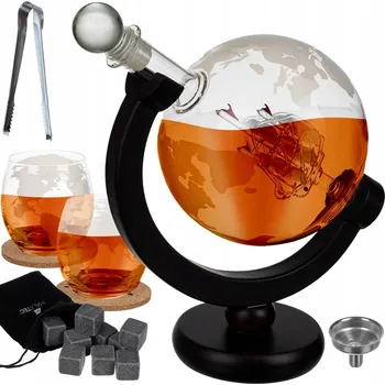 Sklenice SADA NA WHISKY KARAFA GLOBUS SKLENICE DÁVKOVAČ DÁREK K NAROZENINÁM JMÉNA