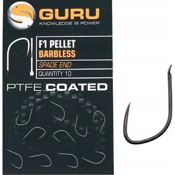 Rybářský háček Háčky zemní, splávkové Guru F1 Pellet Barbless Hook 10 ks