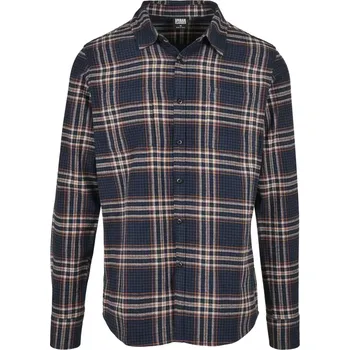 Pánská košile Pánská košile URBAN CLASSICS TB3807 DARK BLUE/RUSTRED S