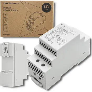 Bezpečnostní kamera Qoltec napájecí zdroj na DIN lištu 24W 12V 2A šedý