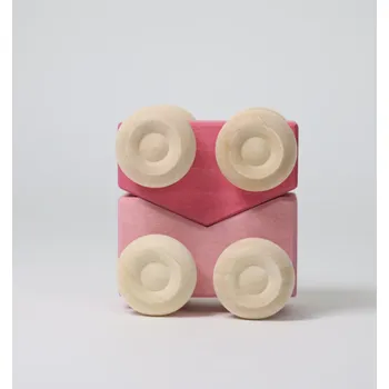 Dřevěná hračka Grimm's Stohovací autíčka 2ks (růžové)
