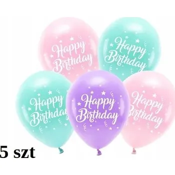 Balónek Id_5120 5x BALÓNKY ŠŤASTNÉ NAROZENINY NAROZENINOVÉ PASTELOVÉ BIO