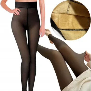 Dámské legíny PUNČOCHÁČE ZATEPLENÉ ZIMNÍ S KOŽÍŠKEM TEPLÉ LEGÍNY ROZTAŽITELNÉ 3D M/L