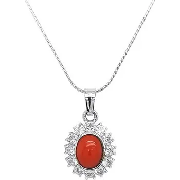 Přívěsek Přívěsek s Korálem a Zirkony z Bílého Zlata 7150984