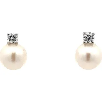 Náušnice Peckové Náušnice s Perlou z Bílého Zlata 7122761