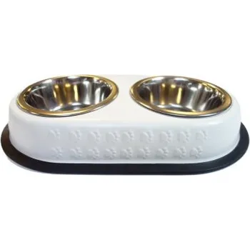 Miska pro psa Dvojmiska nerez KRÉMOVÁ 0,55l/16,5cm(24)