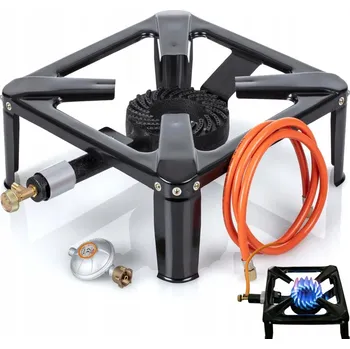 Turistický vařič Plynový vařič 8kW litinový hořák 40x40 připojovací sada - SET