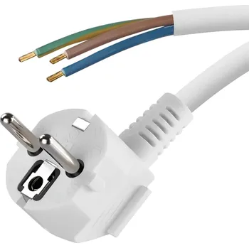 elektrický kabel Flexo PVC šňůra 863107-3-53/2, 3Gx1, dutinky, úhlová vidlice, bílá - 2 m (AK 863107-3-53/2)
