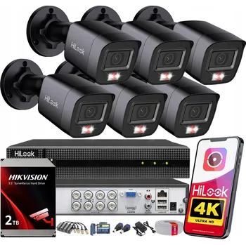 IP kamera Venkovní monitorovací systém 8MPx 4K HiLook od Hikvision, 6 kamer TurboHD, 2TB disk