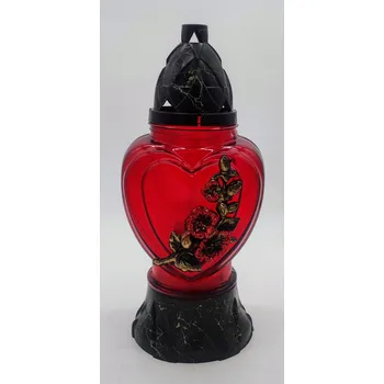 Svíčka STŘEDNÍ SRDCE P-81 APLIKACE - ORCHIDEJ / ČERVENÁ / 1 KUS