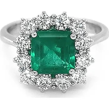 Prsten Zlatý Prsten se Smaragdem a Diamanty MV60048