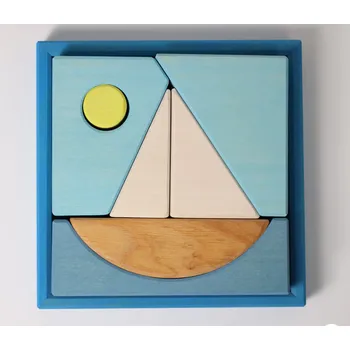 Dřevěná hračka Grimm's Dřevěná stavebnice pro nejmenší Modrá