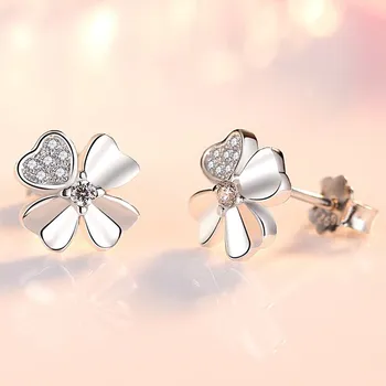 Náušnice Stříbrné náušnice s kubickým zirkonem, Jetel , dámské NÁUŠNICE Zirkony