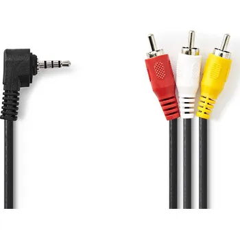 Video kabel Nedis A/V kabel zástrčka Jack 4-pin 3.5 mm - zástrčka 3x CINCH, 2 m (CVGL22400BK20)