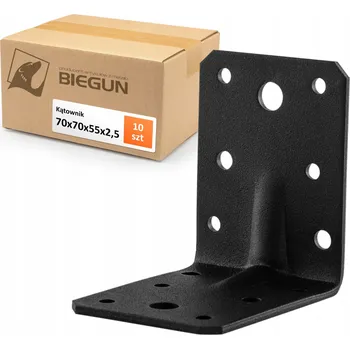 Úhloměr 10x TESAŘSKÝ ÚHELNÍK ČERNÝ 70x70x55x2,5 SPOJOVACÍ PRVEK PRO DŘEVO