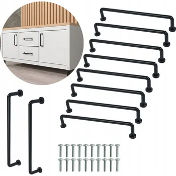 Nábytkové kování Nábytková úchytka 192 mm reling trubka pro kuchyňskou skříňku zásuvky černá loft