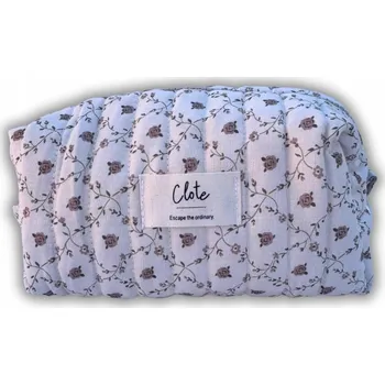 Kosmetická taška Dámská kosmetická taštička na zip, prošívaná, béžová s růžičkami, 20x10x10 cm