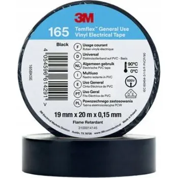 Lepicí páska 3M Temflex 165 Černá vinylová elektroizolační páska 19mm x 20m