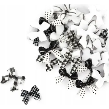 3D mašličky na zdobení nehtů Molly Nails bílo-černé, 30 ks