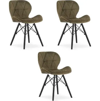 Jídelní židle Set tří jídelních židlí LAGO sametové, hnědé / černé (3 ks)