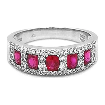 Prsten Zlatý Prsten s Rubíny a Diamanty 2010668