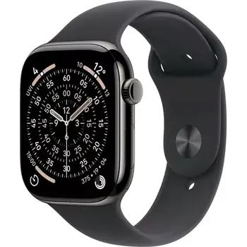 Chytré hodinky Apple Watch Series 11 GPS+Cellular 46mm Břidlicově šedé titanové tělo - Černý sportovní řemínek S/M (MFD14MP/A)