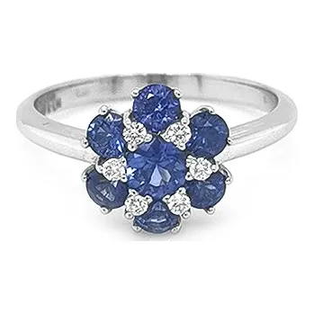 Prsten Zlatý Prsten se Safíry a Diamanty 2010417