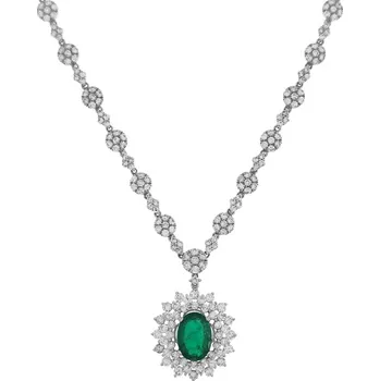 Náhrdelník Zlatý Náhrdelník se Smaragdem a Diamanty KBS0179