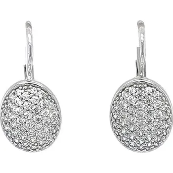 Náušnice Krátké Visací Náušnice z Bílého Zlata se Zářivými Zirkony 7121649