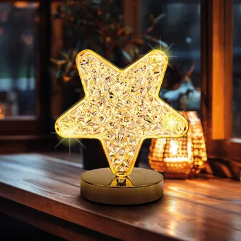 Lampička Dotyková lampička Hvězda 14 x 10 x 18,5 cm. Akumulátorová, včetně nabíjecí baterie 3,7 V 800 mAH.