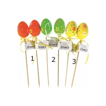 Velikonoční dekorace Vajíčko plastové 6 cm + špejle - barevné