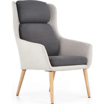 Křeslo Odpočinkové křeslo Haga Intesi béžovo-šedé do obýváku čalouněné retro s dřevěnými nohami