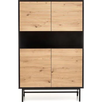 Komoda Vysoká komoda Nihala dub artisan černá loftová s frézovanými čely do obýváku 100 cm