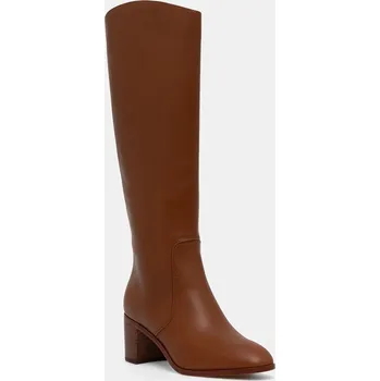 Dámské kozačky Kožené kozačky Lauren Ralph Lauren Charly dámské, hnědá barva, na podpatku, 802974388001 802974388001.200 88X, EUR 37.5