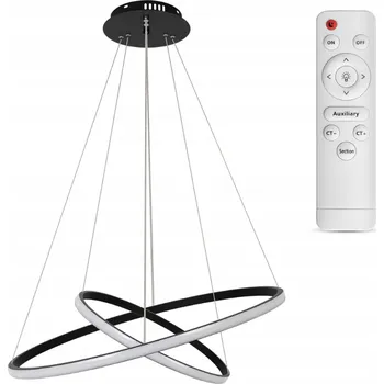 Stropní svítidlo LED ZÁVĚSNÝ LUSTR 2 KRUHY S DÁLKOVÝM OVLADAČEM ČERNÁ 40CM