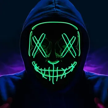 Karnevalová maska Malatec Maska se světelným efektem - The Purge Zelená