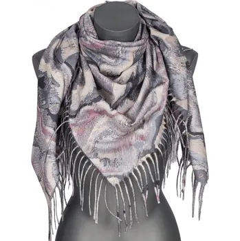 Šála Dámská šála se zlatým vzorem a třásněmi RCC24-7 Šedá