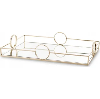 DEKORATIVNÍ ZLATÝ ZRCADLOVÝ PODNOS 8x40x26,5 CM